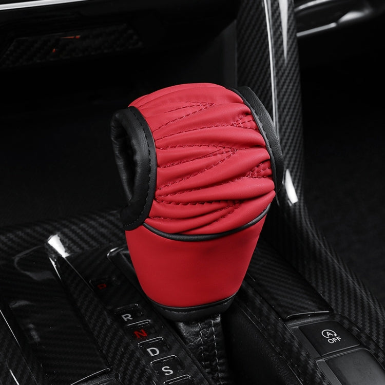 Car Universal Leather Gear Sleeve Breathable Gearshift Cover, Style: T Type Red With Black Line - Shift Knob by buy2fix | Online Shopping UK | buy2fix