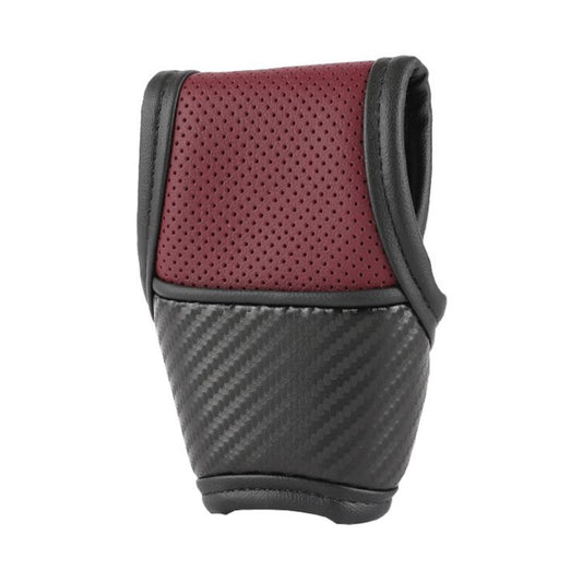 Car Automatic Universal Perforated Breathable Cowhide Side Opening Shift Cover, Style: B-Wine Red - Shift Knob by buy2fix | Online Shopping UK | buy2fix