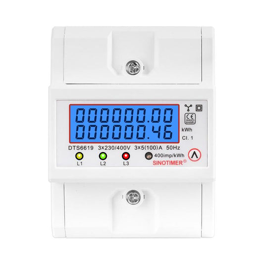 SINOTIMER DTS6619-046 100A 380V AC 3-phase 4 Wire Energy Meter Temporary Power Can Be Reset Din Rail Mounted - Energy Saving Timer Socket by SINOTIMER | Online Shopping UK | buy2fix