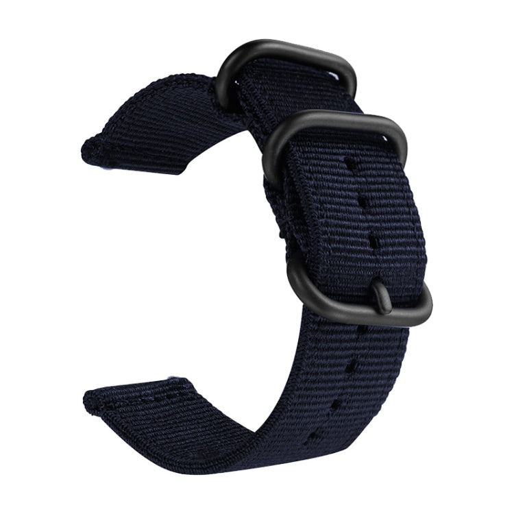 Washable Nylon Canvas Watchband, Band Width:18mm(Dark Blue with Black Ring Buckle) - Watch Accessories & Parts by buy2fix | Online Shopping UK | buy2fix