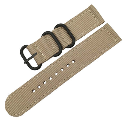 Washable Nylon Canvas Watchband, Band Width:20mm(Khaki with Black Ring Buckle) - Watch Accessories & Parts by buy2fix | Online Shopping UK | buy2fix