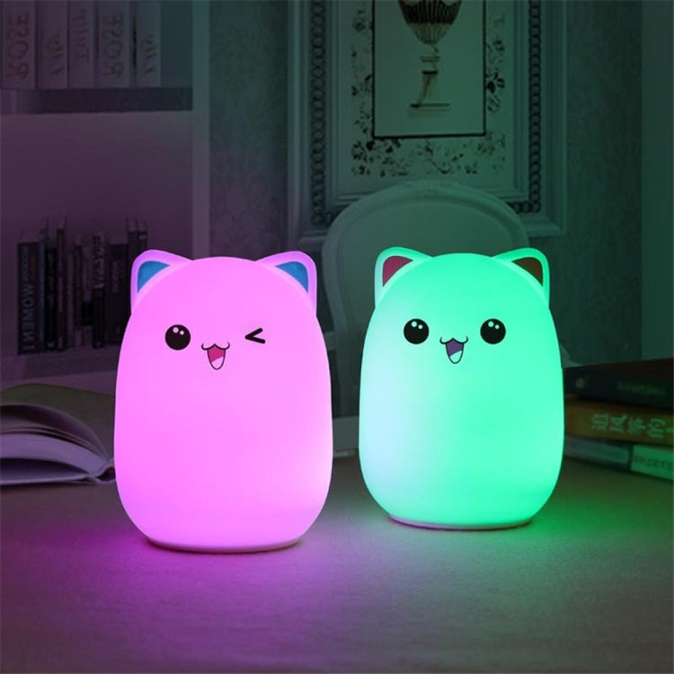 Color Change Cat Shape USB Rechargeable LED Silicone Soft Nightlight (Pink) - Night Lights by YWXLight | Online Shopping UK | buy2fix