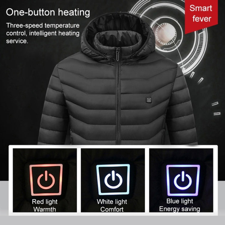 USB Heated Smart Constant Temperature Hooded Warm Coat for Men and Women (Color:Red Size:M) - Down Jackets by buy2fix | Online Shopping UK | buy2fix