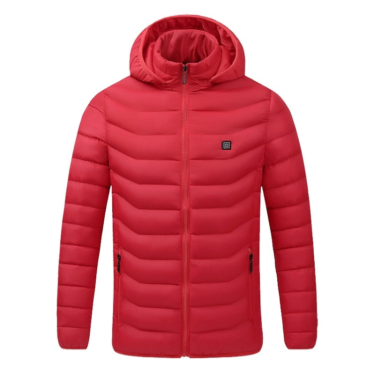 USB Heated Smart Constant Temperature Hooded Warm Coat for Men and Women (Color:Red Size:XXXXL) - Down Jackets by buy2fix | Online Shopping UK | buy2fix