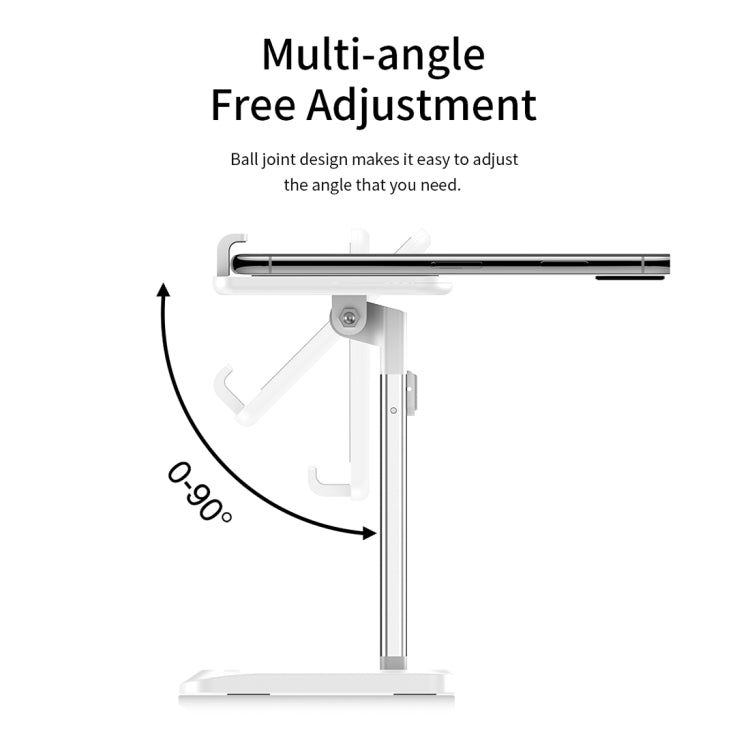 ROCK RPH0944 Adjustable Lifting 90 Degree Rotation ABS Stand Desktop Phone Tablet Holder(White) - Desktop Holder by ROCK | Online Shopping UK | buy2fix