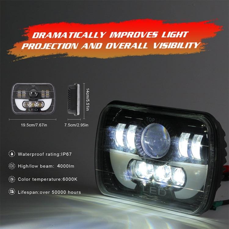 7 Inch 35W 4000LM 6000K + Amber Car Truck Square LED Headlights Work Lights Spotlight - Work Lights by buy2fix | Online Shopping UK | buy2fix