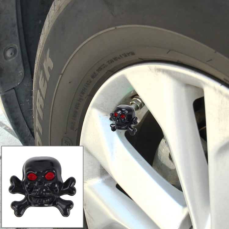 4 PCS Universal Skull Shape Gas Cap Mouthpiece Cover Gas Cap Tire Cap Car Motor Bicycle Tire Valve Caps(Black) - In Car by buy2fix | Online Shopping UK | buy2fix