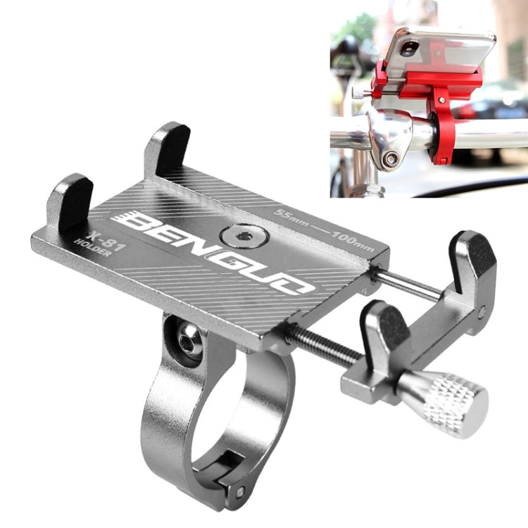 Motorcycle Handlebar Aluminum Alloy Phone Bracket(Silver) - Holder by buy2fix | Online Shopping UK | buy2fix