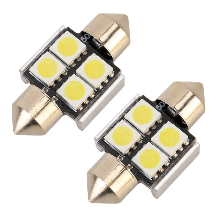 10 PCS 31mm DC12V / 2W / 7000K / 80LM 4LEDs SMD-5050 Car Reading Lamp(White Light) - Dome Lights by buy2fix | Online Shopping UK | buy2fix