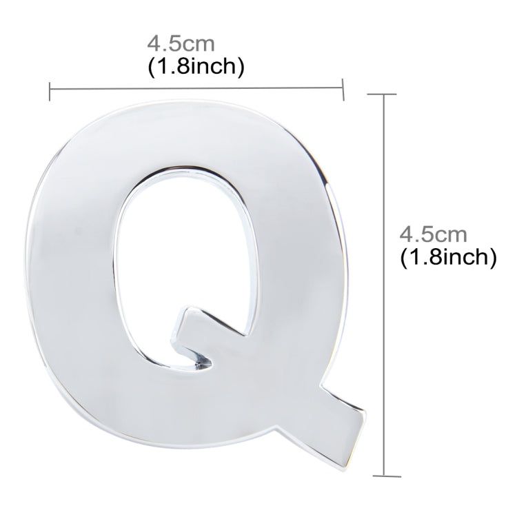 Car Vehicle Badge Emblem 3D English Letter Q Self-adhesive Sticker Decal, Size: 4.5*4.5*0.5cm - 3D Metal Sticker by buy2fix | Online Shopping UK | buy2fix