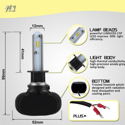 2 PCS H1 IP65 Waterproof White Light 6 CSP LED Car Headlight Bulb,  9-36V / 18W, 6000K / 2000LM - LED Headlamps by buy2fix | Online Shopping UK | buy2fix