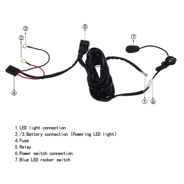 Offroad Driving 300W Light Bar Wiring Harness with Fuse DC 14V 40 Amp Relay ON/OFF Switch - Wires by buy2fix | Online Shopping UK | buy2fix