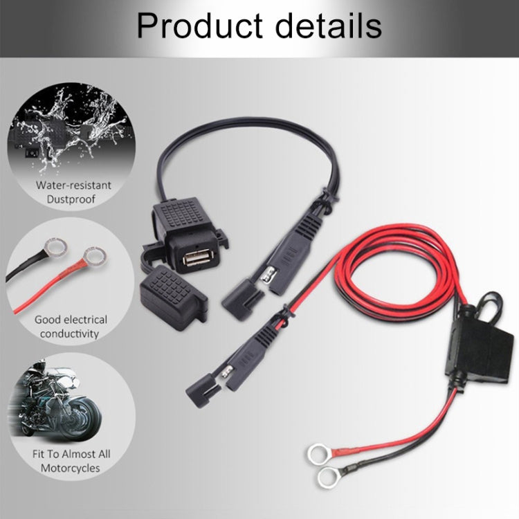 Motorcycle 5V 2.1A Waterproof USB Charger Kit SAE to USB Adapter, with Extension Harness - In Car by buy2fix | Online Shopping UK | buy2fix