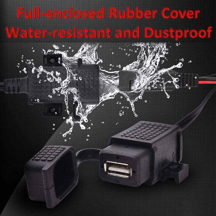 Motorcycle 5V 2.1A Waterproof USB Charger Kit SAE to USB Adapter, with Extension Harness - In Car by buy2fix | Online Shopping UK | buy2fix