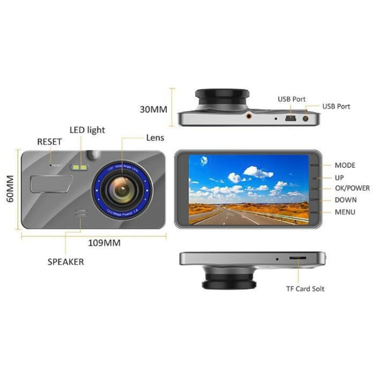 X96 4 inch 2.5D Full HD 1080P Multi-functional Smart Car Dual Lens Video Record Camera Support TF Card / Motion Detection -  by buy2fix | Online Shopping UK | buy2fix