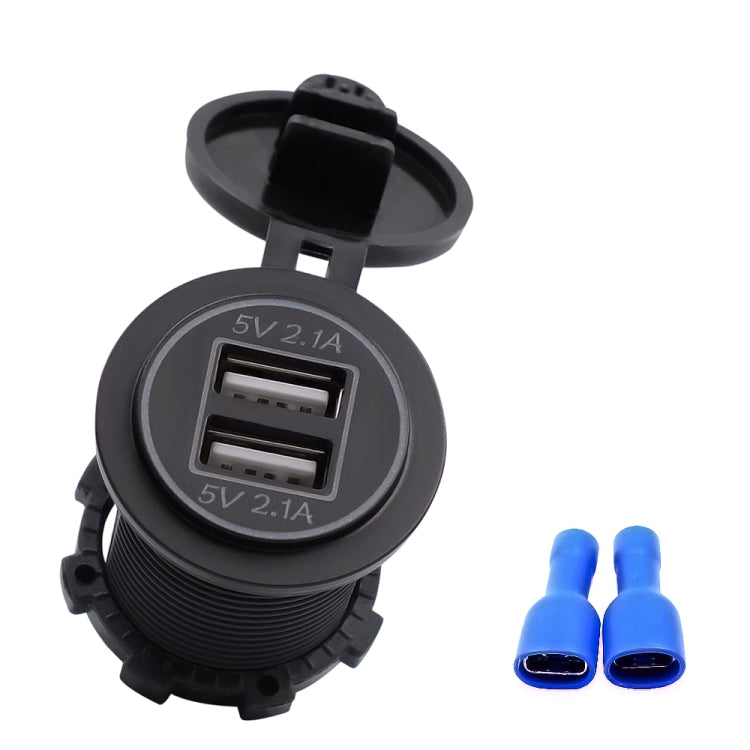 Universal Car Charger 2 Port Power Socket Power Dual USB Charger 5V 4.2A IP66 with Aperture (Green Light) - In Car by buy2fix | Online Shopping UK | buy2fix