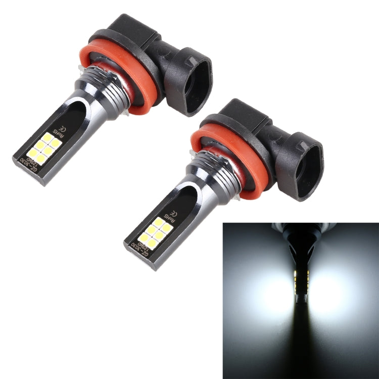 2 PCS H11 / H8 DC12V-24V / 12W / 3000K / 800LM 12LEDs SMD-3030 Car LED Fog Light (White Light) - In Car by buy2fix | Online Shopping UK | buy2fix