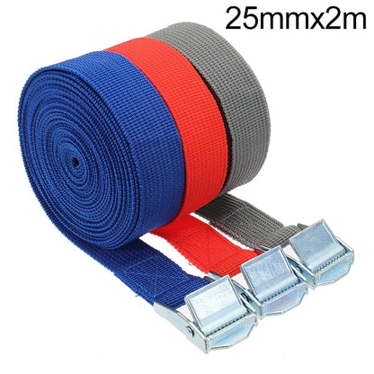 Car Tension Rope Luggage Strap Belt Auto Car Boat Fixed Strap with Alloy Buckle,Random Color Delivery, Size: 25mm x 2m - Roof Racks by buy2fix | Online Shopping UK | buy2fix