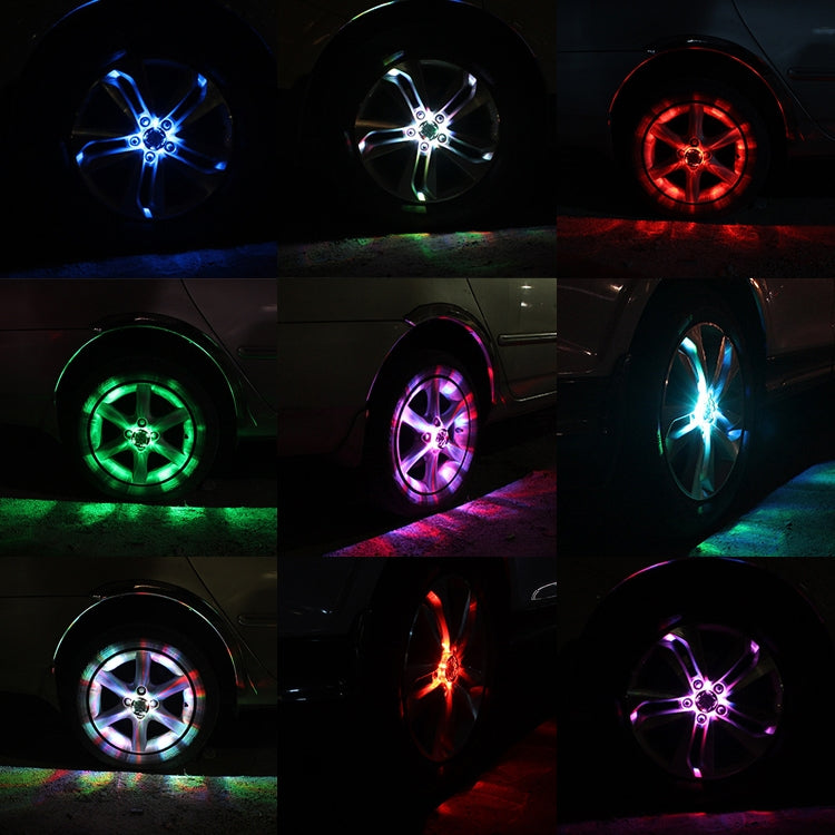 4 PCS Solar LED Car Tire Decoration Flashing Lights Colorful Wheels Hub Atmosphere Lights Infrared Remote Control - In Car by buy2fix | Online Shopping UK | buy2fix