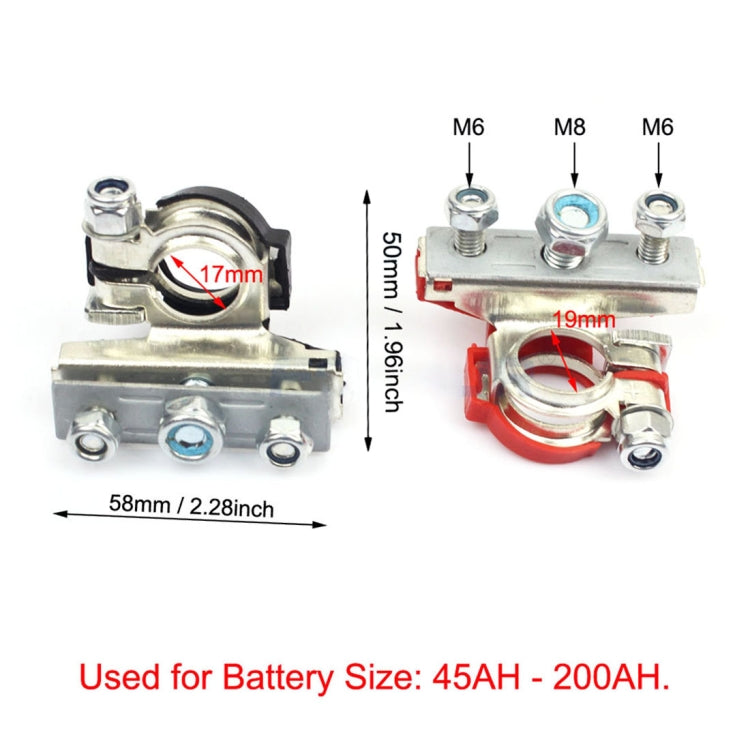 FOXSUR 1 Pair Car Automotive Battery Wire Cable Terminals Clamp Connectors Kit - In Car by FOXSUR | Online Shopping UK | buy2fix