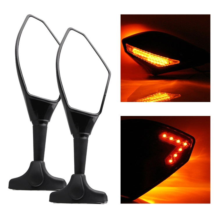 Motorcycle Modified Rear View Mirror Set with Light for Kawasaki - Side Mirrors by buy2fix | Online Shopping UK | buy2fix