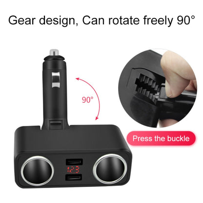 SHUNWEI SD-1925 120W 3A Car 2 in 1 Dual USB Charger 90 Degree Free Rotation Cigarette Lighter(Black) - Cigar Socket by SHUNWEI | Online Shopping UK | buy2fix