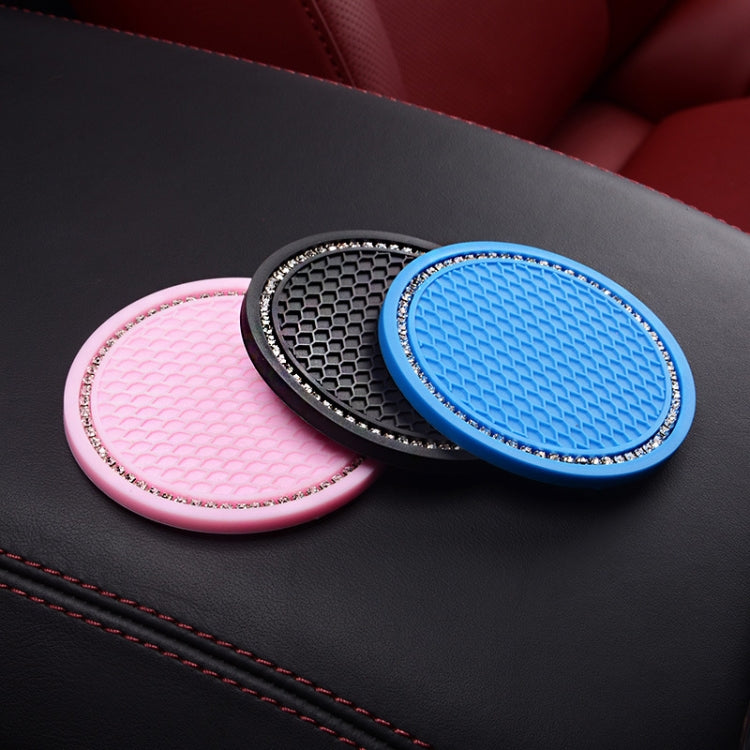 2 PCS Car Diamond Anti-skid Soft Rubber Water Cup Mat(Black) - In Car by buy2fix | Online Shopping UK | buy2fix