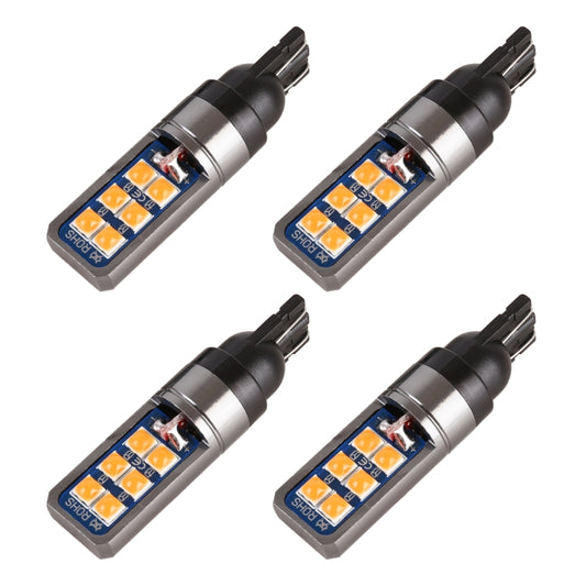 4 PCS T10 DC12V / 4W Car Clearance Light 12LEDs SMD-3030 Lamp Beads (Yellow Light) - In Car by buy2fix | Online Shopping UK | buy2fix