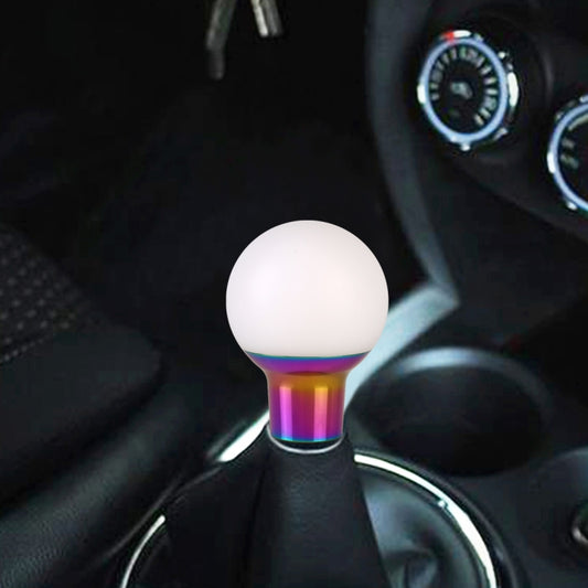 Universal Car Small Round Ball Resin + Carbon Fiber Metal Gear Shift Knob (White) - In Car by buy2fix | Online Shopping UK | buy2fix