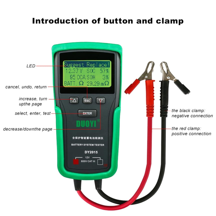 DUOYI DY2015 Car 12V Battery Tester Digital Diagnostic Tools - Electronic Test by DUOYI | Online Shopping UK | buy2fix