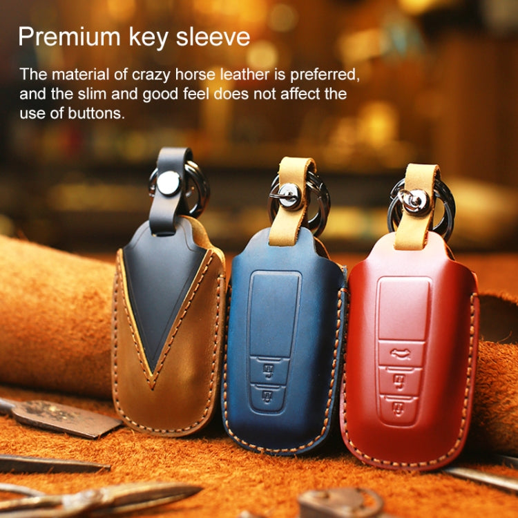 For Toyota Car Cowhide Leather Key Protective Cover Key Case, Two Keys Version(Blue) -  by buy2fix | Online Shopping UK | buy2fix