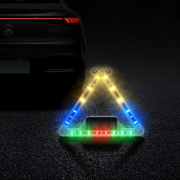 Car Triangular Light Warning Sign Solar Charging Strobe Emergency Ranger Light (Colorful Light) - In Car by buy2fix | Online Shopping UK | buy2fix