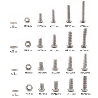 520 PCS 304 Stainless Steel Screws and Nuts Hex Socket Head Cap Screws Gasket Wrench Assortment Set Kit - In Car by buy2fix | Online Shopping UK | buy2fix