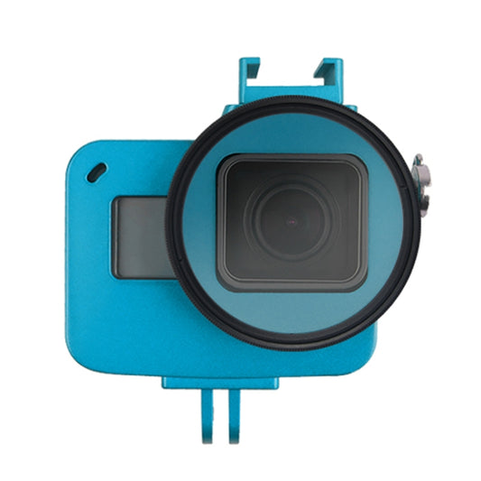 Housing Shell CNC Aluminum Alloy Protective Cage with Insurance Frame & 52mm UV Lens for GoPro HERO7 Black /6 /5 (Blue) - DJI & GoPro Accessories by buy2fix | Online Shopping UK | buy2fix