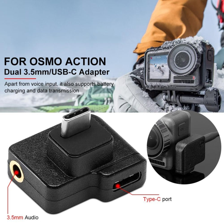 3.5mm + USB-C / Type-C to USB-C / Type-C Mic Mount Microphone Charging Audio Connector Adapter for DJI OSMO Action -  by buy2fix | Online Shopping UK | buy2fix