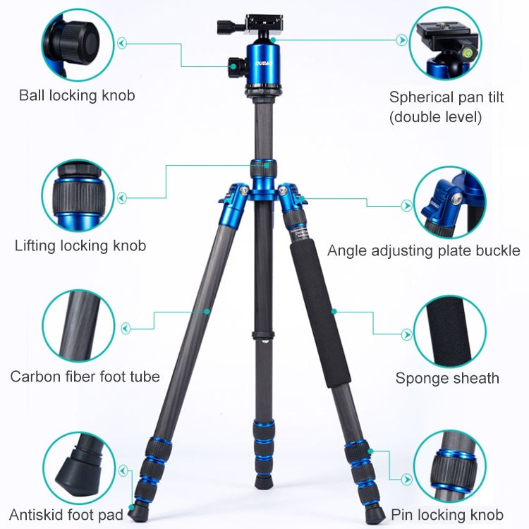 TRIOPO Oubao C-608S Adjustable Portable Carbon Fiber Tripod with Ball Head for SLR Camera - Tripods by TRIOPO | Online Shopping UK | buy2fix