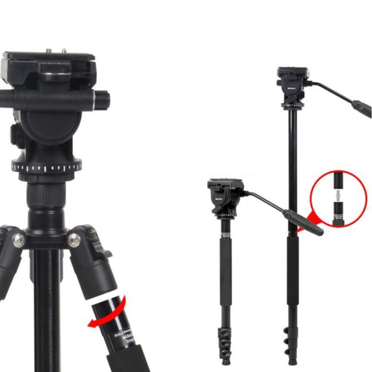 TRIOPO K2808 Aluminum Tripod Mount with HY-350 Heavy Duty Damping Head (Black) - Tripods by TRIOPO | Online Shopping UK | buy2fix