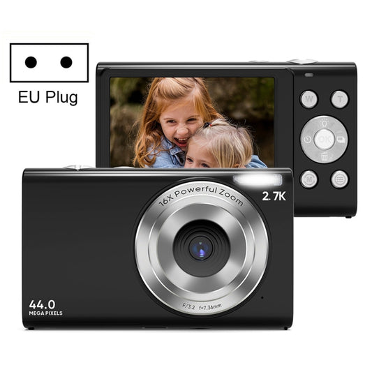 DC402 2.4 inch 44MP 16X Zoom 1080P Full HD Digital Camera Children Card Camera, EU Plug (Black) - Consumer Electronics by buy2fix | Online Shopping UK | buy2fix