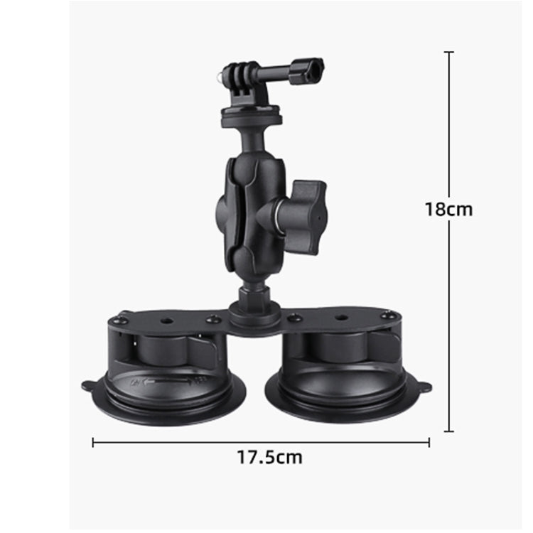 Dual Suction Cup Mount Holder with Tripod Adapter & Steel Tether & Safety Buckle (Black) - DJI & GoPro Accessories by buy2fix | Online Shopping UK | buy2fix