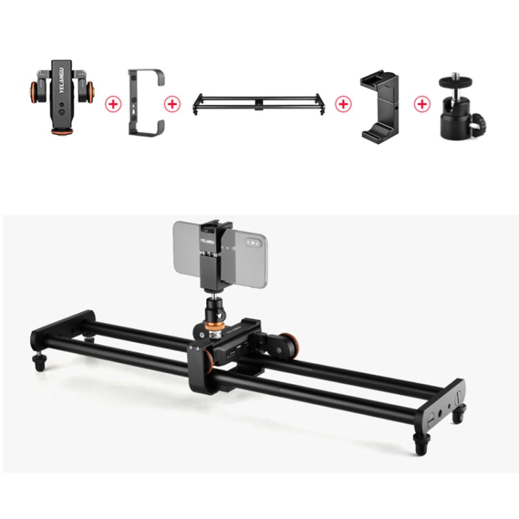 YELANGU L60E 60cm Slide Rail Track + L4 3-Wheel Video Dolly with PC142 Phone Clamp & Ballhead - Camera Accessories by YELANGU | Online Shopping UK | buy2fix