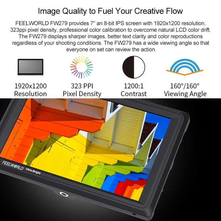 FEELWORLD FW279S 1920×1200 HDMI 7 inch Camera Field Monitor - Camera Accessories by FEELWORLD | Online Shopping UK | buy2fix