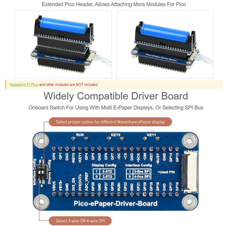 Waveshare 5.83 inch 648x480 Pixel Black White E-Paper E-Ink Display Module for Raspberry Pi Pico, SPI Interface - Modules Expansions Accessories by WAVESHARE | Online Shopping UK | buy2fix