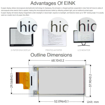 Waveshare 2.36 inch 296 x 168 Red Yellow Black White E-Paper (G) Raw Display Panel - Consumer Electronics by WAVESHARE | Online Shopping UK | buy2fix