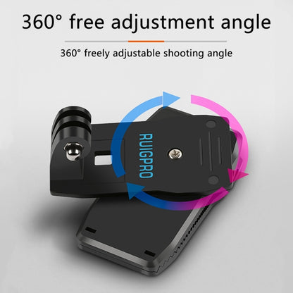 RUIGPRO 360 Degree Rotation Backpack Rec-Mounts Clip Clamp Mount + Phone Clamp for GoPro HERO9 Black / HERO8 Black /7 /6 /5 /5 Session /4 Session /4 /3+ /3 /2 /1, DJI Osmo Action, Xiaoyi and Other Action Cameras(Black) - DJI & GoPro Accessories by RUIGPRO | Online Shopping UK | buy2fix