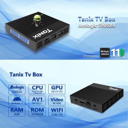 Tanix X4 Android 11 Smart TV Box, Amlogic S905X4 Quad Core, 4GB+64GB, Dual Wifi, BT (AU Plug) - Consumer Electronics by buy2fix | Online Shopping UK | buy2fix