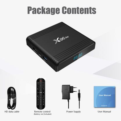 X96 Air 8K Smart TV BOX Android 9.0 Media Player with Remote Control, Quad-core Amlogic S905X3, RAM: 4GB, ROM: 32GB, Dual Band WiFi, Bluetooth, UK Plug - Consumer Electronics by buy2fix | Online Shopping UK | buy2fix