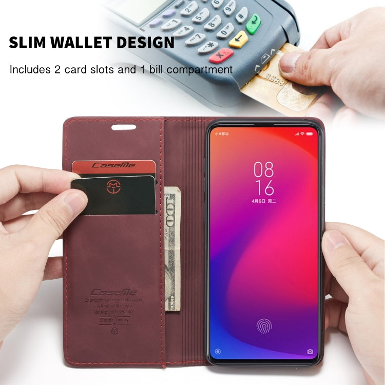 CaseMe-013 Multi-functional Retro Frosted Horizontal Flip Leather Case with Card Slot & Holder & Wallet For Xiaomi Mi 9T Pro / Redmi K20 Pro / Xiaomi Mi 9T / Redmi K20(Wine Red) - Xiaomi Accessories by CaseMe | Online Shopping UK | buy2fix