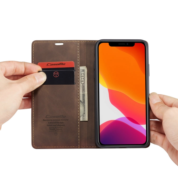 CaseMe-013 Multifunctional Horizontal Flip Leather Case with Card Slot & Holder & Wallet for iPhone 11 Pro Max(coffee) - Apple Accessories by CaseMe | Online Shopping UK | buy2fix