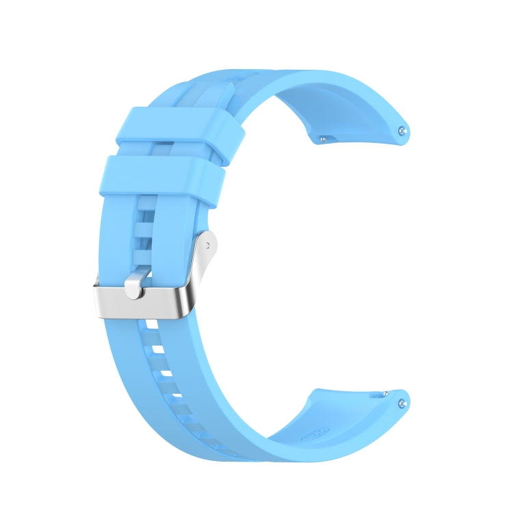 For Huawei Watch GT 2 46mm Silicone  Watch Band with Silver Buckle(Sky Blue) - Smart Wear by buy2fix | Online Shopping UK | buy2fix