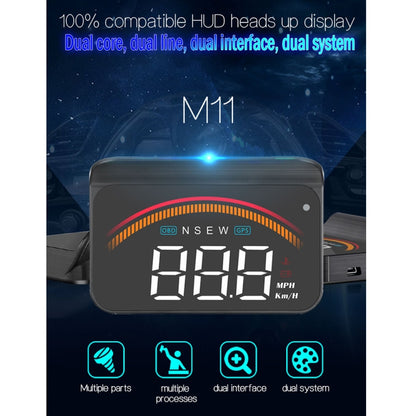 M11 Car OBD2 + GPS Mode Head-up Display HUD Overspeed / Speed / Water Temperature Alarm -  by buy2fix | Online Shopping UK | buy2fix